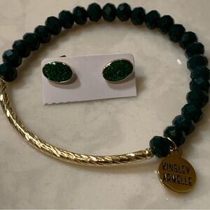 Kinsley Armelle Green and Gold Bracelet